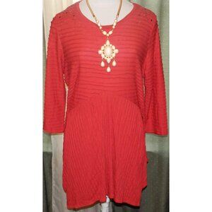 Studio Gem size XXL stretch blend red tunic embellished shoulders top plus size